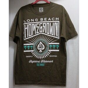 RARE! HomeGrown Long Beach California T-Shirt Men's Large Green Graphic Print